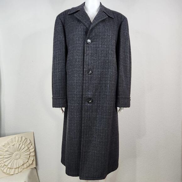 Vintage Custom Tailored Wool Monogramed Coat XLarge - Picture 1 of 16
